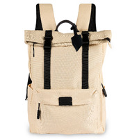 VOYAGER PARIS Vanguard Roll Top Laptop Backpack | Premium Polyester Fabric | Padded Laptop Compartment | Unisex Office & College Bag | Trolley Sleeve (Beige)