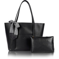 VOYAGER PARIS The Essential Office Tote bag for women | 15.6 inch laptop handbags for woman | Premium Vegan leather tote bag for Office Use, Work | ladies Bag | with small wallet clutch (Black)