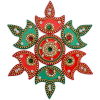 Aargkraft Acrylic Handmade Round Rangoli Home Temple Decorations For Diwali, Dusshera Wedding Pooja Festival Size - Very Small