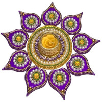 Krisah Small Size 11 Pieces Set Acrylic Rangoli With T Light Holder Multicolour Handicraft Jewel Stone Decorations (Small)