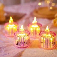 Yunbing Led Candle Light  1Pc Decorative Flameless Candle With Purple Shell | Battery Operated Tealight For Christmas, Diwali, Wedding, Party & Home Festive Decoration