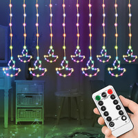 Gesto 10 Diya Curtain Lights  111 Smd Led Multicolor Fairy Lights With Remote & 8 Flashing Modes | Ac Powered Diya Lights For Home,Balcony, Mandir,Pooja Room,Diwali Decoration & Festival Decor(11 Ft)
