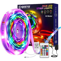 Gesto 10 Meter Led Strip Lights - 300 Led Rgb Strip Light With Adaptor | Operated With 16 Modes Remote Controller | Multicolor Led Lights For Home Decoration, Bedroom,Diwali Decoration & False Ceiling