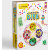 Lighthouse Artful Diya Decoration Kit For Diwali | Paint Your Own Festive Decoration | Mitti Diya For Pooja, Eco-Friendly Diy Kit, Includes 4 Diyas, Color And Paint Brush, Corporate Gifts For Diwali