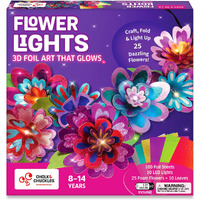 Chalk And Chuckles Flower Lights- Diy 3D Foil Art And Craft Kit For Girls 9-12, Make Led String With 10 Bulbs, Mess Free Festival Activity & Diwali Room Decor, Birthday Gift For Kids Age 8+