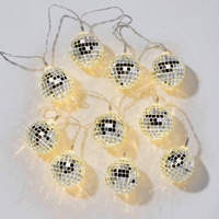 Mansaa Battery Operated 10 Mirror Balls, 2M 20 Leds Copper String Led Globe Lights For Home Decor, Diwali, Christmas, Halloween, Wedding Party, Indoor And Outdoor Decor (Warm White) - Made In India