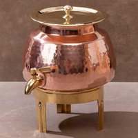 P-Tal Copper Water Dispenser 5L | 100% Pure Copper Pot/Matka With Prefitted Leakproof Brass Tap, Lid And Stand