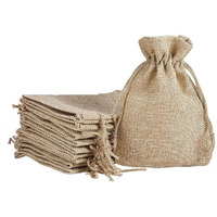Lifekrafts Linen Jute Pouches | 17.5X20 Cm Pack Of 10 | Adjustable Drawstring Gift Bags For Weddings, Jewellery, Return Favours, Parties, Storage, Crafts, Packaging, Hampers, Multipurpose