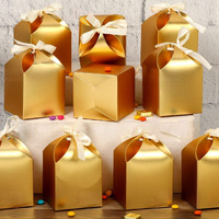 Satyam Kraft 24 Pcs Multipurpose Decorative Paper Folding Gift Boxes With Ribbon | For Diwali, Wedding, Return Gifts, Birthday, Chocolates, Dry Fruits, Festive Favors (Golden)