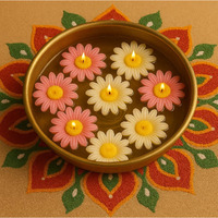 Seraaf 8Pcs Daisy Flower Floating Candles For Water Bowl - Diwali Decoration For Home | Soy Wax Scented Candle Set | Candles For Decoration | Diwali Gifts For Family And Friends