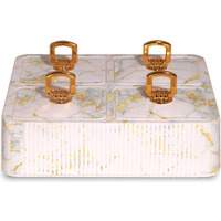 Selvel Global Square Dryfruit Box With 4 Compartments | Airtight Multi-Purpose Storage Box With Tray & Lid | Ideal For Diwali Gifting | 500Ml Each | Bpa-Free (Italian White)