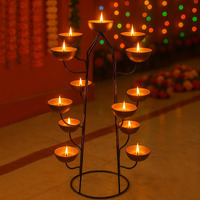 Craftvatika Festive Decor, Tealight Candle Holder Set Of 13 Holder Diwali Decoration Items, Diwali Decor Items, Christmas Decor Items For Living Room Center Table, Return Gifts For Family And Friends