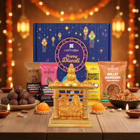 Craftvatika Diwali Gifts For Family And Friends, Diwali Gift Hamper -8 Premium Gift Items, Hazelnut Chocolate Laddoo, Healthy Snacks, Candles In Laddoo Shape,Lakshmi Ganesha Idol Set, Corporate Diwalis Gifts For Clients & Employees , Wholesome Corporate Gifting, Greeting Card