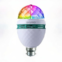 Syspro 360 Degree Led Decorative Disco Lamp Light - Led Crystal Rotating Bulb Magic Led Light For Party, Home, Diwali, Festival Decoration - Multicolor