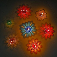 Morovik 12Pcs Diwali Diyas Colourful 3D Reflection Diya For Diwali Decor Flower Shape Shadow Reflective Diyas For Diwali Decoration Items For Home Decor Reusable Diwali Light (Mix Color)