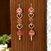 Craftvatika Diwali Decoration Items For Home Dcor, Hanging Lotus Ganesha Shub Labh Latkan Toran For Pooja Room, Main Door Entrance, Diwali Deepavali Dcor, Deepawali Festival Decorations Set Of 2