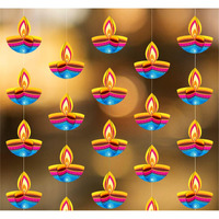 Toyxe 3D Deepak Frills Garland Series Pack Of 4 | Paper Ladi Hanging Decoration For Diwali, Parties, Festivals, Birthday, Wedding, Home, Office, Shop & Temple Dcor Items