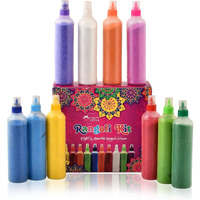 Craftvatika Rangoli Colour Powder Tube Kit Diwali Decoration Items Bottles Tool Floor Art Rang For Home Navratri Pongal Pooja Mandir Decor (Set Of 10)