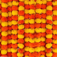 Decaura Artificial Marigold Garlands Decoration For Home Decor | Fluffy Marigold Artificial Flowers For Decoration Hanging | Ganpati, Diwali Decoration, Wedding, Festive Pooja (Multicolor, Pack Of 10)