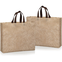 Lavya Large Size Pack Of 10 Pcs Non-Woven Fabric Return Gift Bags |Beige With Gold Glitter, Reusable, Eco-Friendly, Jewellery, Sweets, Weddings, Festive Party, (Beige Marble Texure) (L- 15X13X4 Inch)