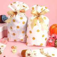 Satyam Kraft 20 Pcs Polka Dot Gift Pouches For Birthday Return Gift Bags- Potli, Goodie Bag - Gift Packing Bags, Gift Cover Pouches For Diwali & Deepawali, Navratri, Kids Birthday, Chocolates, Dry Fruits, Party Bags, Wedding And Festive Packing (Golden)