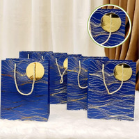 Satyam Kraft 6 Pcs Paper Gift Bags With Handles | Gift For Her/Him, Mothers Day Gifting, Bags,Wedding Return Gifts, Birthday, Shopping & Party | Eco-Friendly Reusable Bags (Blue, 23 X 18 Cm)