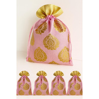 Abhaas 20Pcs Drawstrings Potli Bag For Gifting | 23X18Cm | For Ladies Wedding, Party Bag Potli Leaf Print For Women Kitty Parties Reusable Return Gift Purpose, Shagun Pouch, Candy Bags