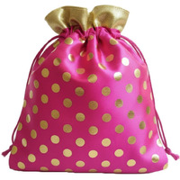 Shree Decorative Premium Drawstring Shagun Potli Bags For Gifting, Pink With Polka Dots (Pack Of 10 Pcs), Gift Pouches (23X18 Cm), Shagun Dry Fruits Packing, Diwali Gift, Pouches/Potli For Return Gifts
