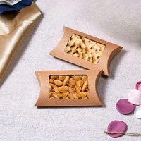 Ssatyam Kraft 10 Pcs Brown Small Paper Pillow Gift Boxes With Transparent Window | Folding Boxes For Diwali Deepawali New Year Packing Chocolates Dry Fruits Mithai Wedding Return Gifts Festive Hampers