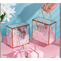 Vrb Dec 5 Pcs Small Golden Transparent Gift Boxes Packaging Hamper Boxes For Guddy Bags,Return Gifts,Birthday Party,Baby Shower, Wedding,Diwali,Deepawali,Navratri,Gifting (5 Pcs Small Golden Transparent Gift Box)