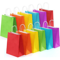 Aakriti Paper Gift Bags With Handles, Pack Of 50  5 Vibrant Colors (10 Each)  Recyclable Kraft Bags For Birthdays, Weddings, Parties, Shopping, And Retail  10 X 8 X 3 Inch