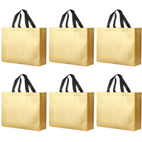 Satyam Kraft 6 Pcs Bag Goodie Bags With Handle Gift Bag, Carry Bags, Gift Bag, Gift For Gifting, Return Gifts, Diwali Gift, Birthday,Festive, Wedding, Festivals, Events(44 X 35 Cm)(Golden)