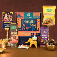 Paaramparik Diwali Gift Hamper  7 Items | Chocolate Cashew Laddu, Nuts Trail, Millets Namkeen, Tea Light Holder, 2 Herbal Teas & Greeting Card | Perfect Celebration Combo Pack For Festivals & Gifting
