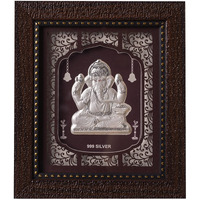 Hem Jewels Pure Silver Lord Ganesh Frame For Gift & Home Decor (7.5X6.5 Inch) (Pack Of 1), Rectangular, Wall Mount