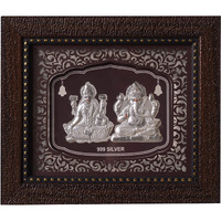 Hem Jewels Pure Silver Lord Ganesh & Laxmi Frame For Gift & Home Decor (7.5X6.5 Inch) (Pack Of 1)