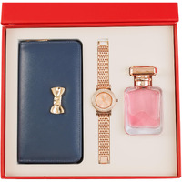 Thy Kalpavruksha Women's Gift Set | Stylish Navy Blue Wallet + Rose Gold Designer Watch + Long-Lasting Perfume | 3-In-1 Gift Combo Gift For Women | Diwali Gift For Female Employee Office Staff