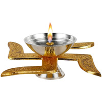 Purestory Swastik Akhand Diya | Brass Diya For Pooja & Decoration | Premium Peetal Diya With Velvet Gift Box | Ideal Gift For Family, Friends, Employees, Return Gifts, And Corporate Gifts.