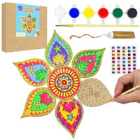 Asian Hobby Crafts Diy Rangoli Painting Kit For Kids & Adults  Creative Art & Craft Set With Mdf Bases, 6 Pcs Colors & Glitter | Diwali Decoration & Gift Set | Home Decor & Gifting Kit
