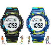 Spiky Digital Sports Watch For Kids Combo (Black & Blue) | Military Inspired Camouflage Design | Multifunctional, Luminous Display | 30M Water-Resistant | Birthday Gift Watches For Boys & Girls (2-10 Yrs)