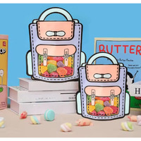 Satyam Kraft 10 Pcs Korean Style Backpack Ziplock Goodie Bags With Handle | Kids Birthday Return Gifts, Party Favor, Cookie, Gifting, Chocolate & Dry Fruit Packing|Pouches For Boys & Girls (Small,Pvc)