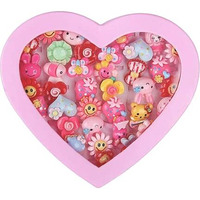 Fashion Alley Kids Girls Cartoon Pretend Play Toy Fancy 36 Finger Ring For Birthday Gifts Comes In Pink Heart Shape Box Suitable For Age 2-10 Yrs(Multi Color)