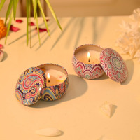 Craftvatika Scented Candles Set Of 2 - Scented Candles Box Gift For Women & Men, Aromatherapy Candles Set, Eco-Friendly Printed Tin Box - Candles For Home Decor Diwali Decoration Items For Home Decor