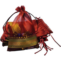 Moira Women's Small Potli Gift Bags Silk Brocade (18 Cm X 12 Cm) Pack Of 10 (Dark Maroon)
