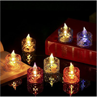 Vivenza Flameless Led Tea Light Candles  Transparent Acrylic Crystal Decorative Lights, Smokeless, Battery Operated For Christmas, Diwali, Weddings, Parties & Home Dcor (5Cm)