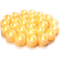 Ltettes Pack Of 24(1.5" X 1.2") Warm White Light Waterproof Led Tea Light Candles, Coin Battery Operated Led Diyas For Home Decorations, Festivals, Diwali, Gifts, Wedding & Other Occasions
