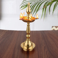 Dreamkraft Brass Diya Oil Lamp - Heighted Diya For Pooja Room (11 Inch, Gold) - Diwali Lighting & Decoration For Home Festive Gifting, Housewarming Decoration And Gift Purpose