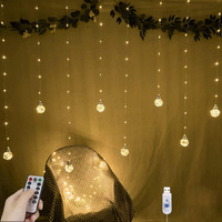 Xergy Wishing Ball Curtain Lights 200 Led Window Curtain String Lights With Remote, Usb Battery Powered Twinkle Globe Fairy Lights Diwali Lights For Decoration For Home Wedding Party Bedroom Christmas