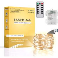 Mansaa M26 Battery Operated Led String Light | 10 Meter 100 Leds | Yellow Color | Usb And Battery Operated | Remote Control | Home Decor | Pack Of 1