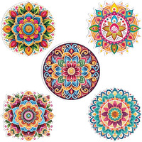 Festiko Colorful Rangoli Sticker Set For Diwali Decoration (Pack Of 5 Pcs, 12 Inches), Mandala Rangoli Art Diwali Sticker, Peel & Stick Diwali Stickers For Floor