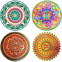 Dreamkraft Colorful Rangoli Sticker Set For Diwali Decoration, Floor & Wall Stickers (30 Cm X 30 Cm, Pack Of 4)_Pc497